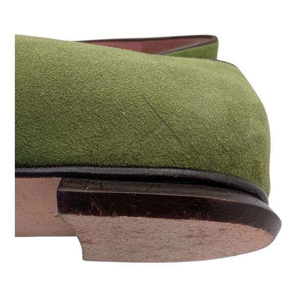 Lilly Pulitzer Olive Green Suede Brown Leather Flower Ballet Flats Women's 8.5 - Picture 12 of 12